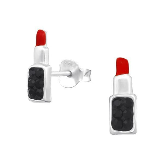 Kids Silver Lipstick Stud Earrings