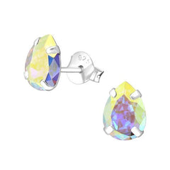 Silver Pear Stud Earrings