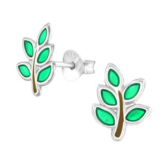 Kids Silver Leaf Stud Earrings