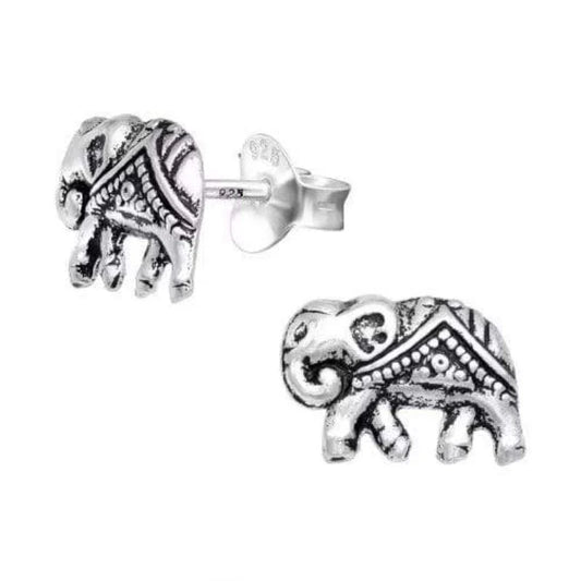 Silver Elephant Stud Earrings