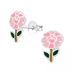 Kids Silver Carnation Stud Earrings