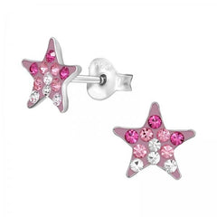 Kids Silver Crystal Star Stud Earrings