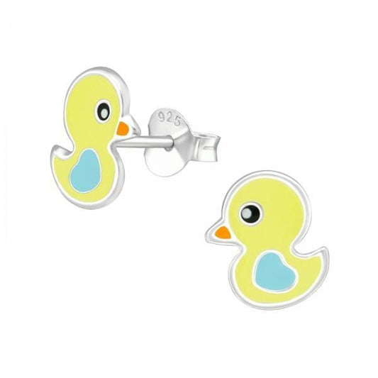 Kids Silver Duck Stud Earrings