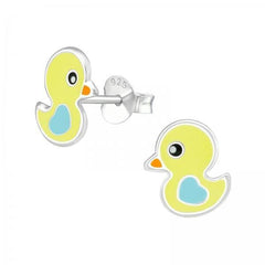 Kids Silver Duck Stud Earrings