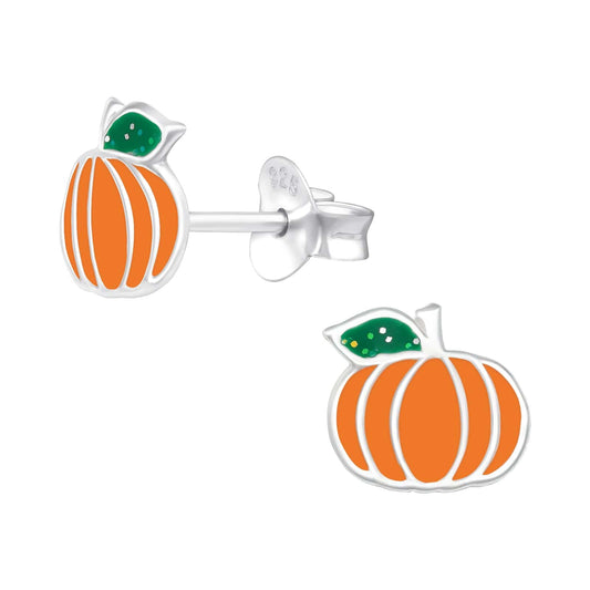Kids Silver Pumpkin Ear Studs