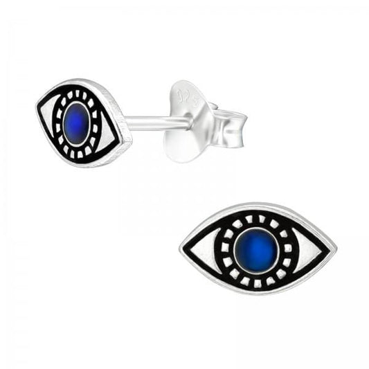 Silver Evil Eye Stud Earrings
