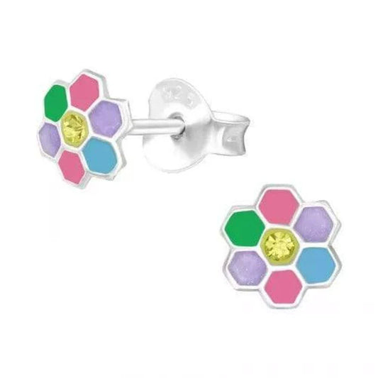 Kids Silver Flower Stud Earrings