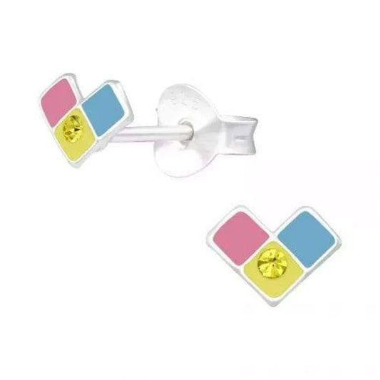 Kids Silver Heart Stud Earrings