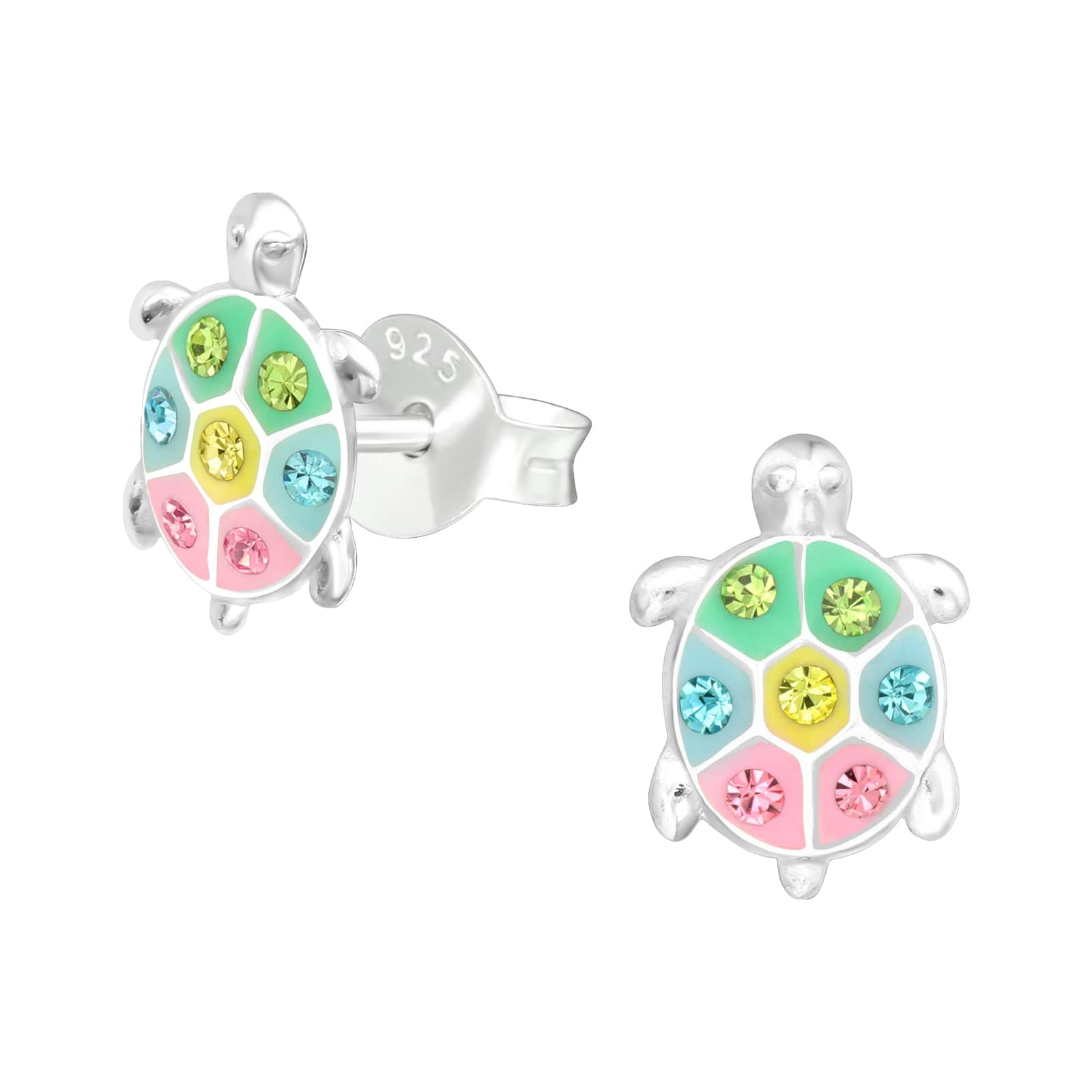 Kids Silver Turtle Stud Earrings