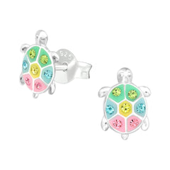 Kids Silver Turtle Stud Earrings