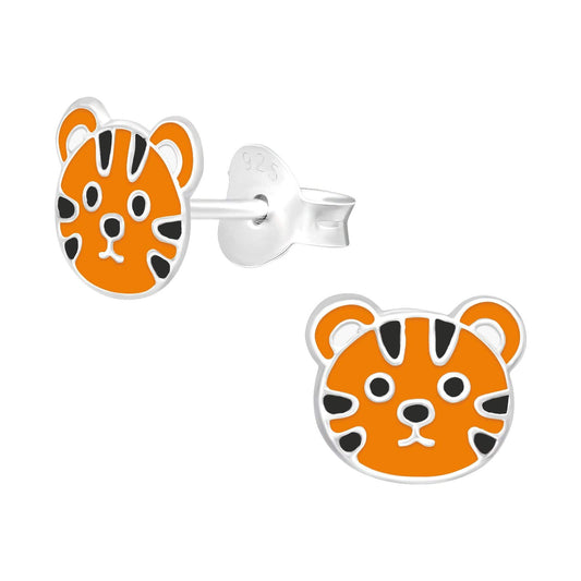 Silver Tiger Stud Earrings