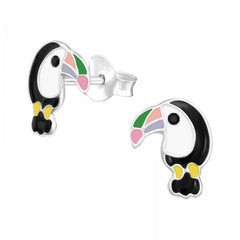 Kids Silver Hornbill Stud Earrings