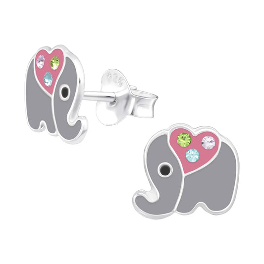 Kids Silver Elephant Stud Earrings