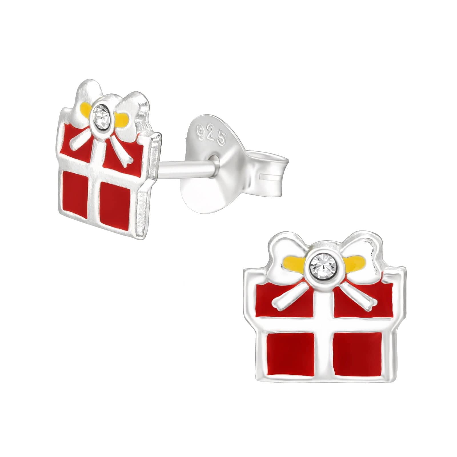 Kids Silver Gift Box Stud Earrings