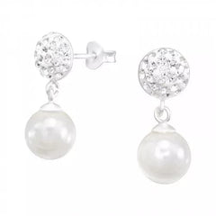 Silver Round Stud Hanging Long  Earrings