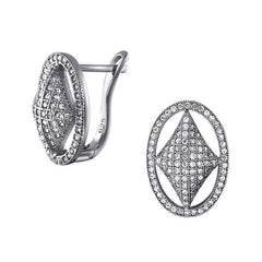 Silver CZ Oval Stud Earrings