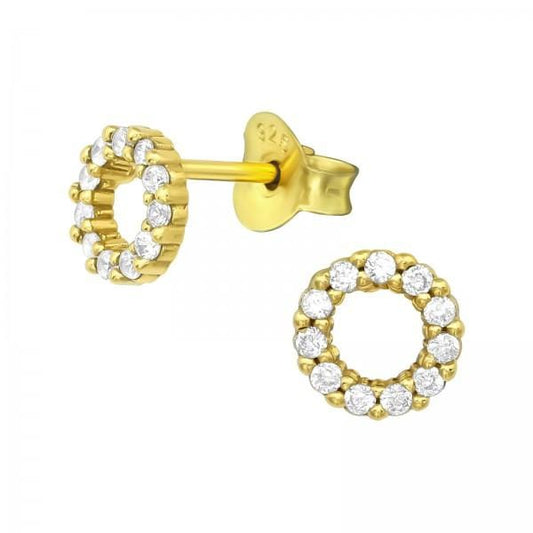 Gold Circle Stud Earrings