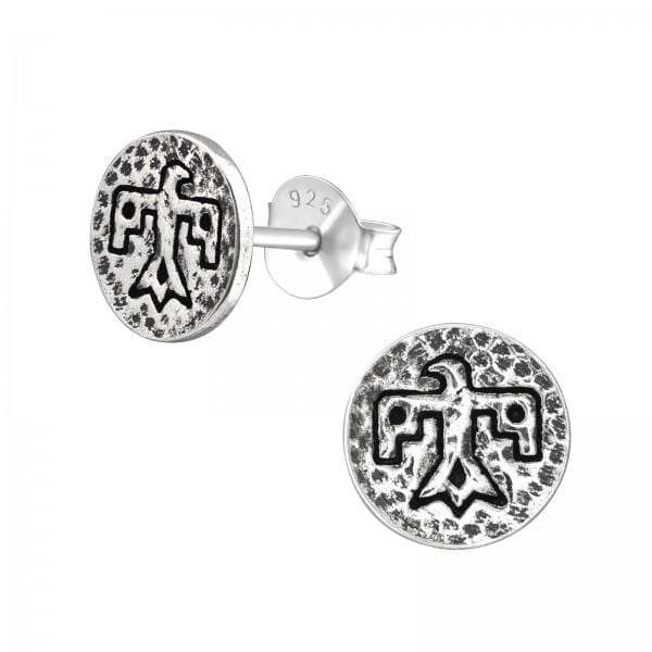 Silver Thunderbird Stud Earrings