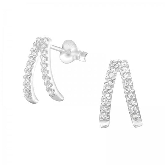 Silver Geometric Stud Earnings
