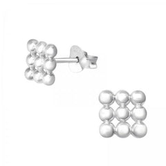 Silver Square Stud Earrings