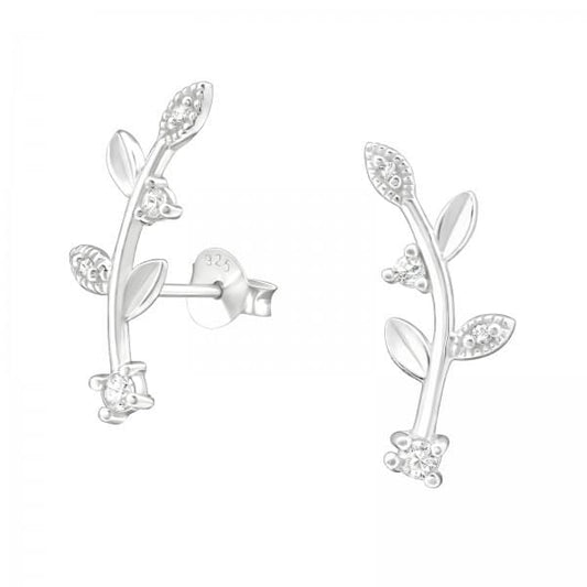 Silver Leaf Stud Earnings