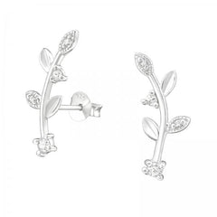 Silver Leaf Stud Earnings