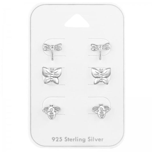 Insect Silver Earrings Set for Kids