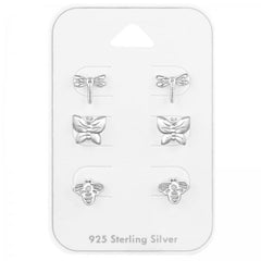 Insect Silver Earrings Set for Kids