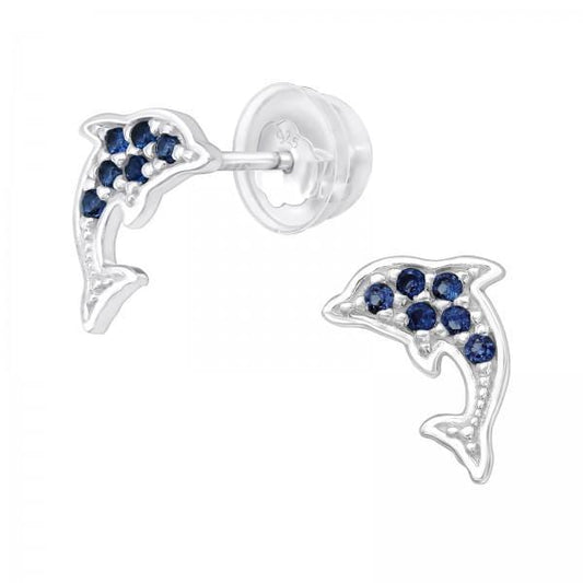 Kids Silver Dolphin Stud Earrings
