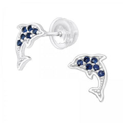Kids Silver Dolphin Stud Earrings