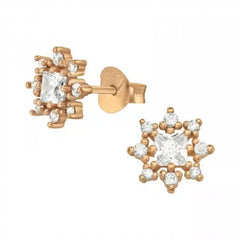 Rose Gold Sparkling Stud Earrings