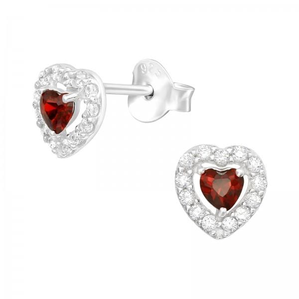 Silver Cubic Zirconia Heart Stud Earrings