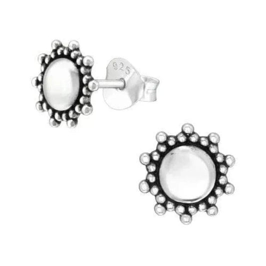 Silver Sun Stud Earrings