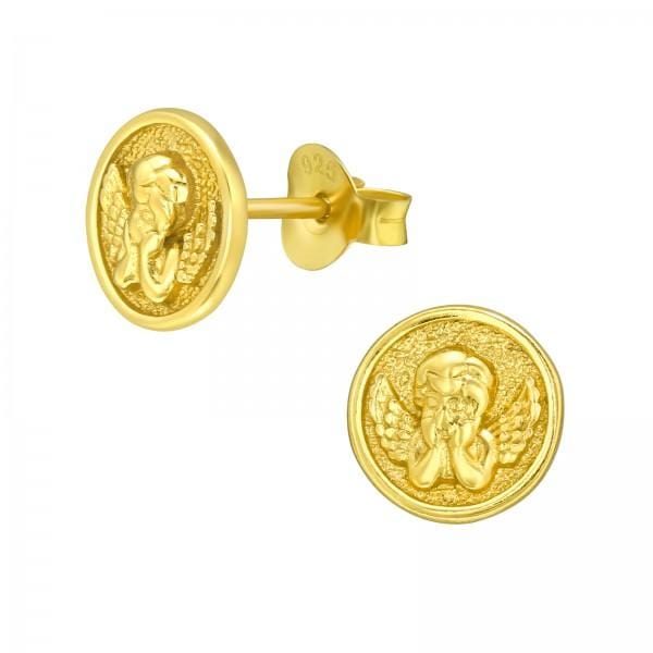 Gold Cupid Stud Earrings