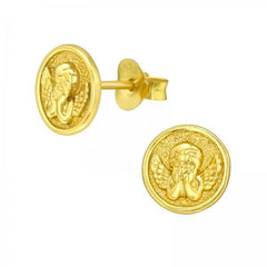 Gold Cupid Stud Earrings