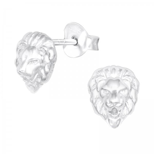 Silver Lion Stud Earrings