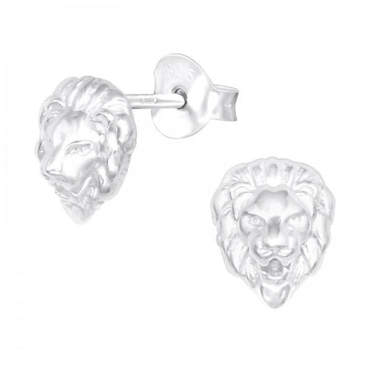 Silver Lion Stud Earrings