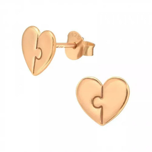 Rose Gold Heart Stud Earrings