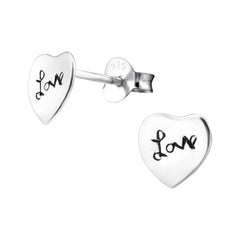 Silver Love Heart Stud Earrings