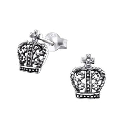 Silver Crown Stud Earrings