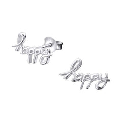 Silver Happy Stud Earrings