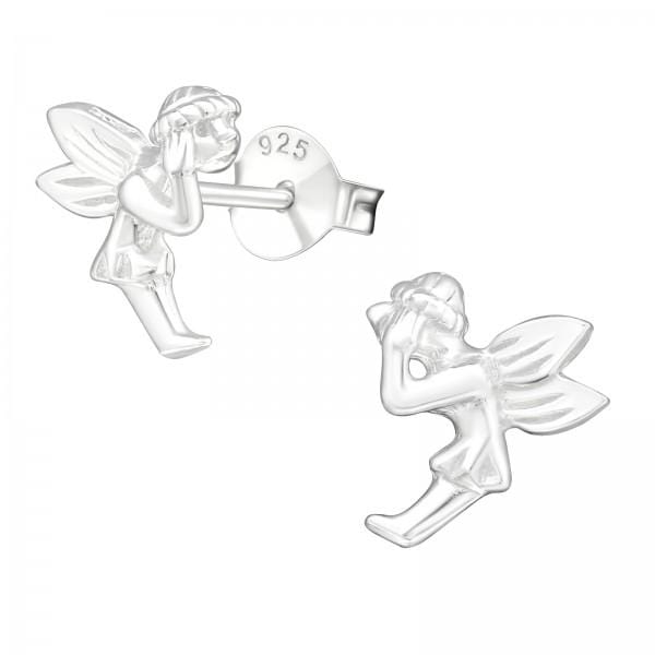 Silver Fairy Lady Stud Earrings