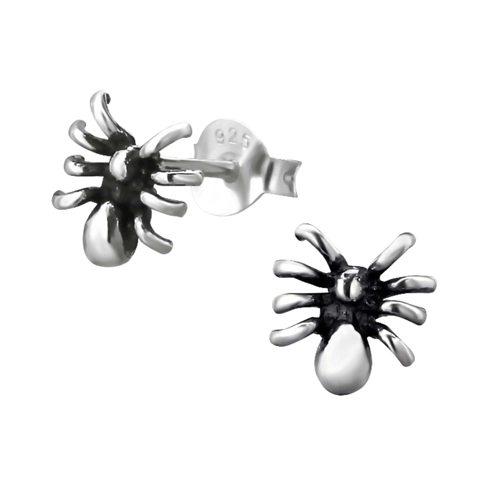 Silver Spider Ear Studs