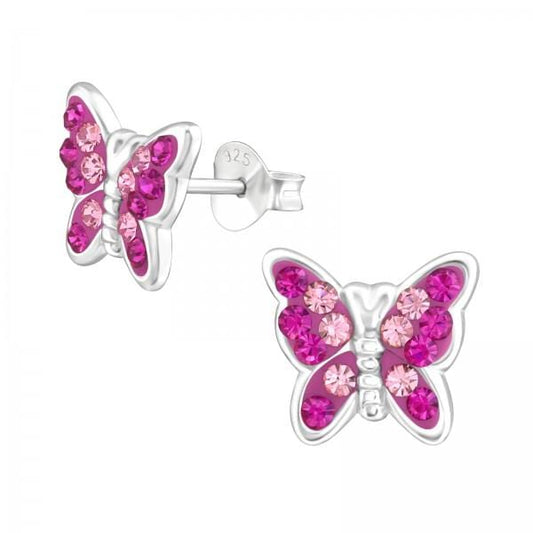 Silver Butterfly Stud Earrings for Girls