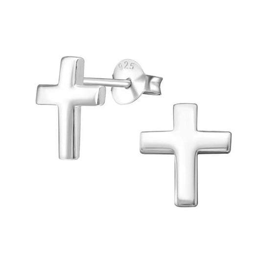 Silver Cross Stud Earrings