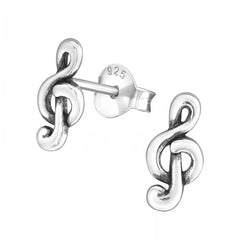 Kids Silver Treble Clef Ear Studs