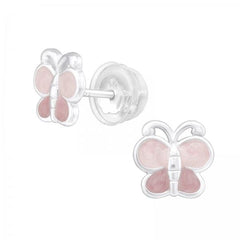 Kids Silver Butterfly Stud Earrings