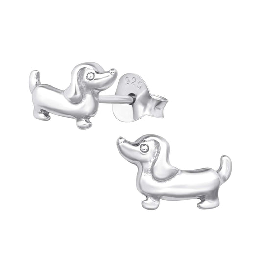 Kids Silver Dog Ear Studs