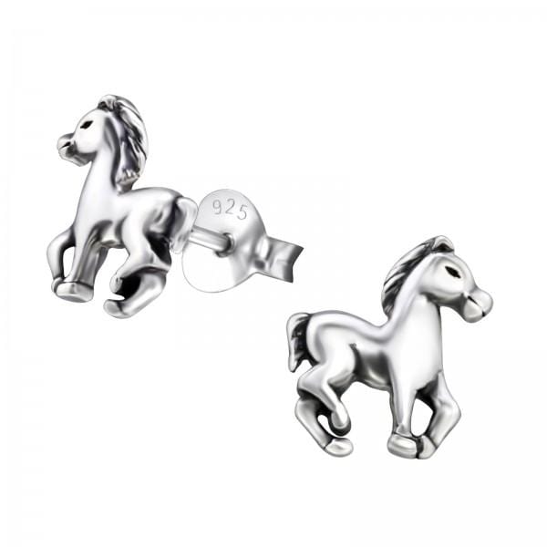 Kids Silver Horse Stud Earrings