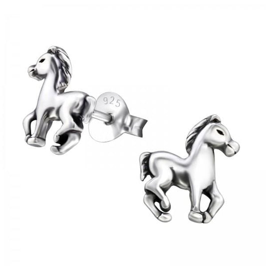 Kids Silver Horse Stud Earrings